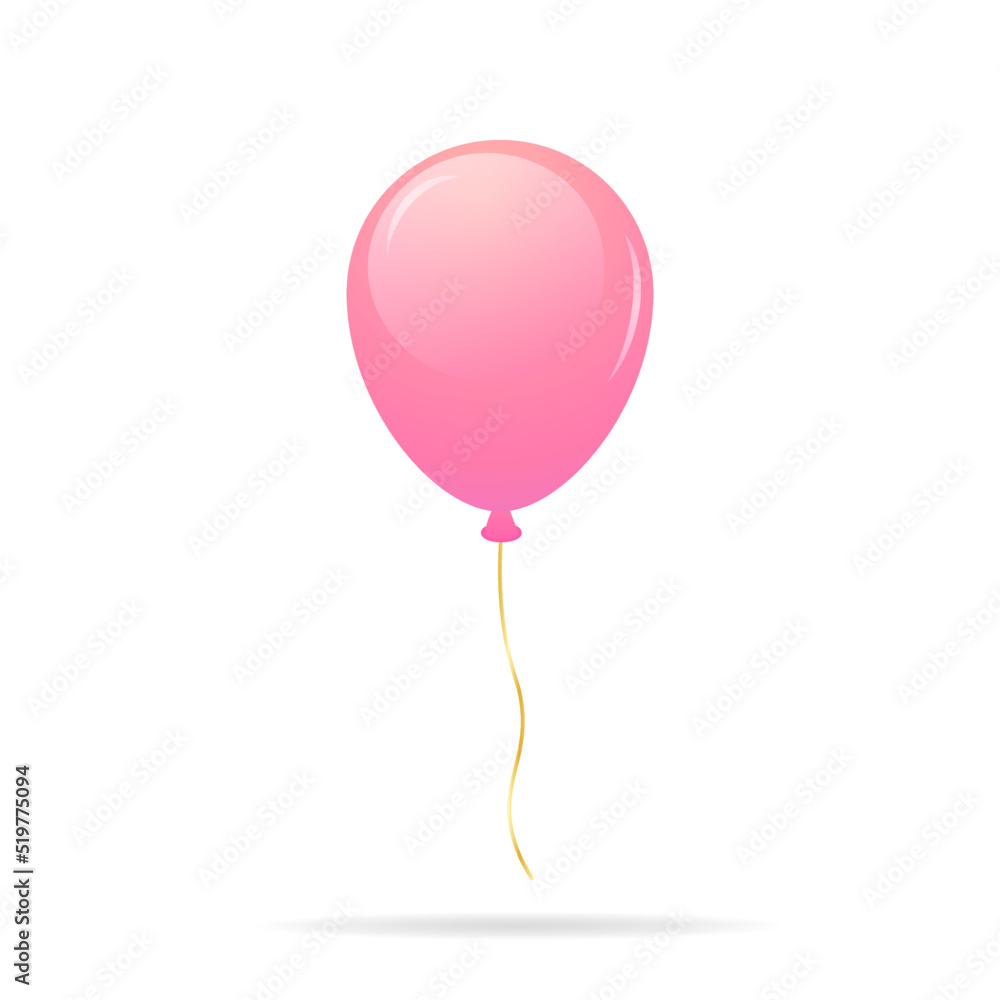 节日粉色气球。3D矢量插图。