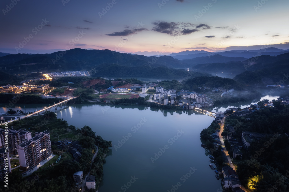 Aerial photography of Liuzhou Sanjiang County at night large format