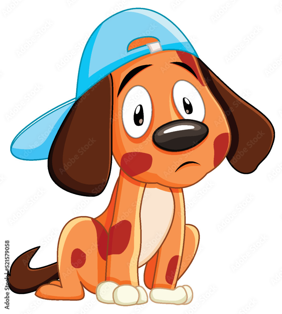棕色可爱的长耳朵狗戴帽子