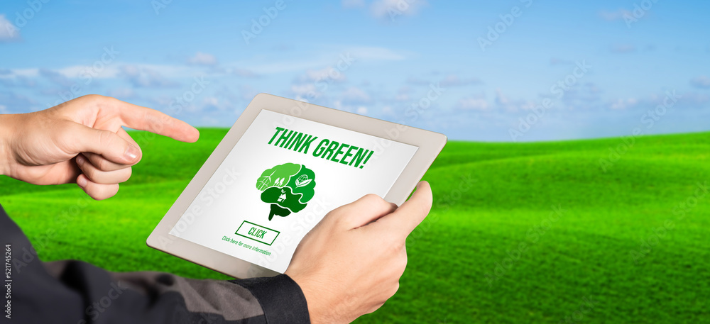 为环保和ESG商业理念进行绿色商业转型。商人使用选项卡