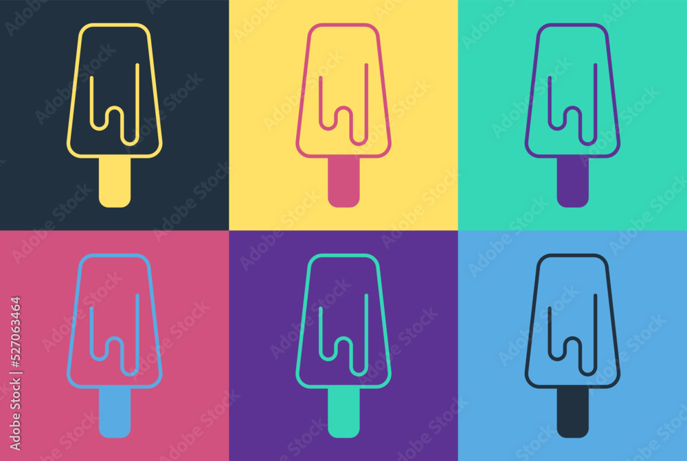 流行艺术冰淇淋图标隔离在彩色背景上。甜蜜的符号。矢量