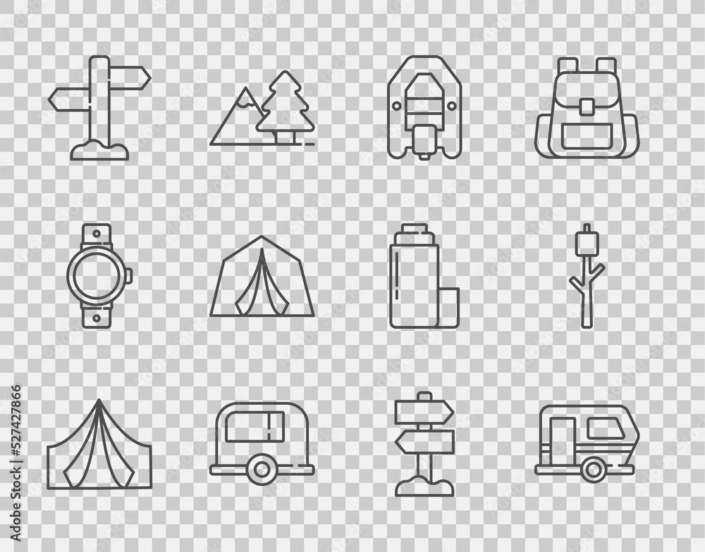 设置旅游帐篷、房车露营拖车、漂流船、道路交通路标和棉花糖