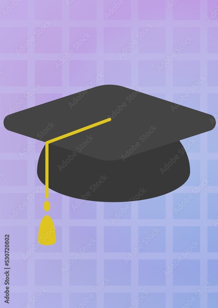 带复制空间的紫色图案背景毕业帽的构图