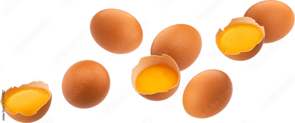分离的褐鸡蛋