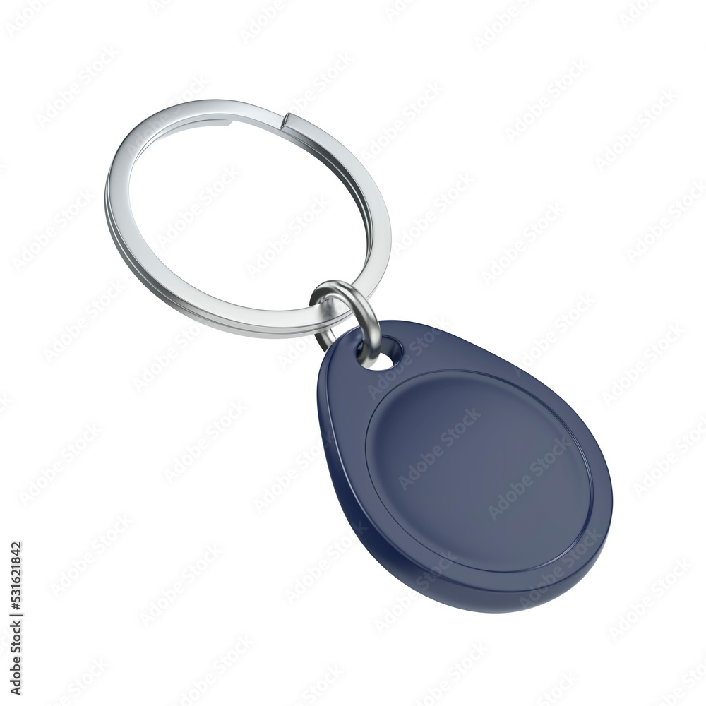 透明背景上的蓝色RFID钥匙扣