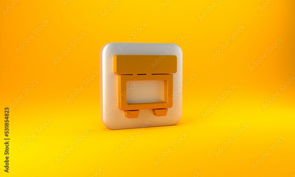 黄色背景上隔离的电气保护组件图标的金色保险丝。熔断pr