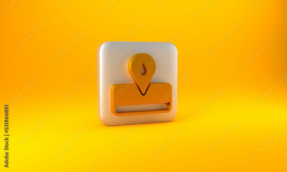 Gold Oilfield icon isolated on yellow background. Natural resources, oil and gas production. Silver 