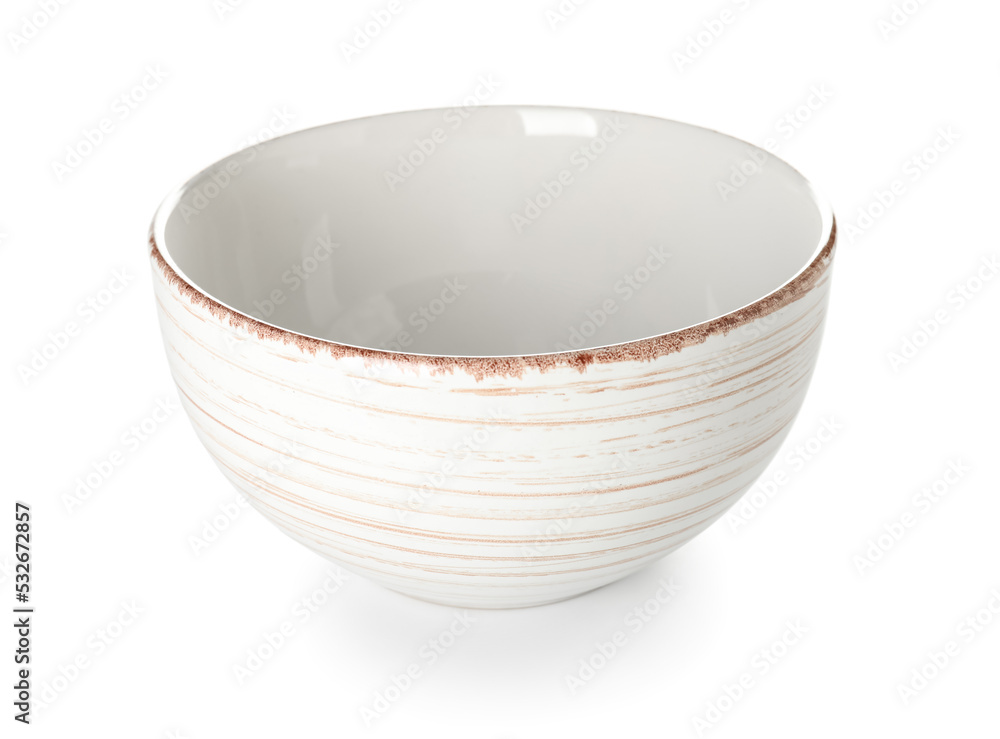 白色背景上隔离的陶瓷碗