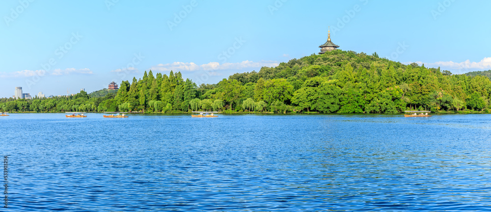 中国杭州美丽的西湖自然风光。