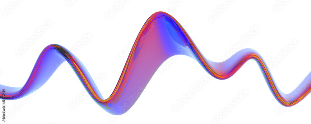 抽象的彩色波浪形状，3d渲染