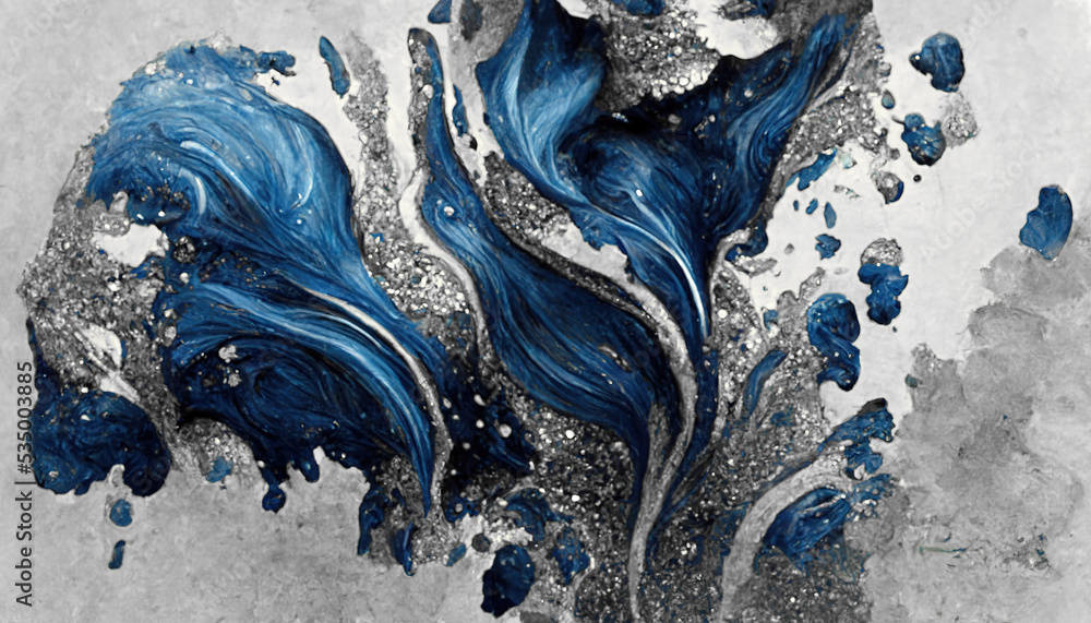 深蓝色和白色漩涡的壮观高质量抽象背景。数字艺术3D i