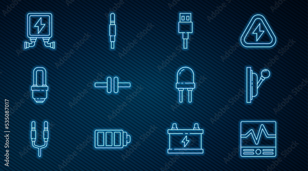 设置线电气测量仪器，面板，USB电缆，电路方案，LED灯泡，tr