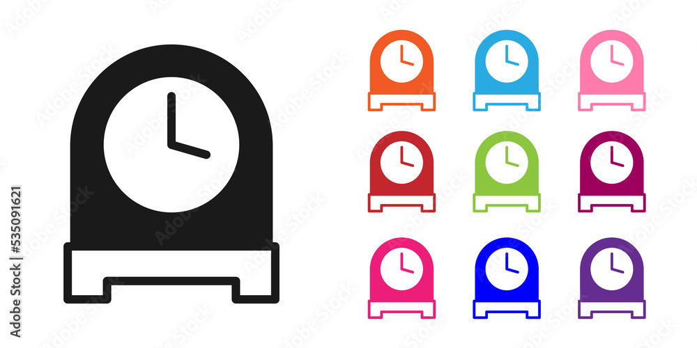 Black Antique clock icon isolated on white background. Set icons colorful. Vector