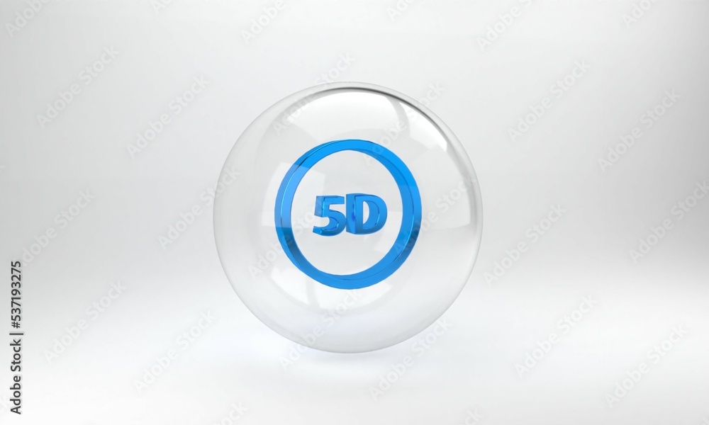 蓝色5d虚拟现实图标隔离在灰色背景上。大型三维徽标。玻璃圈