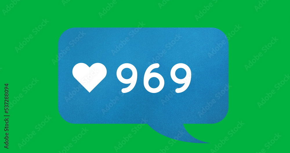 Image of 969 likes on green background