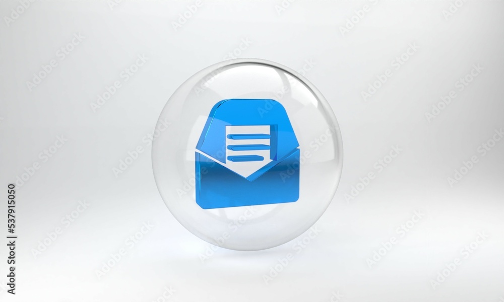 Blue Mail and e-mail icon isolated on grey background. Envelope symbol e-mail. Email message sign. G