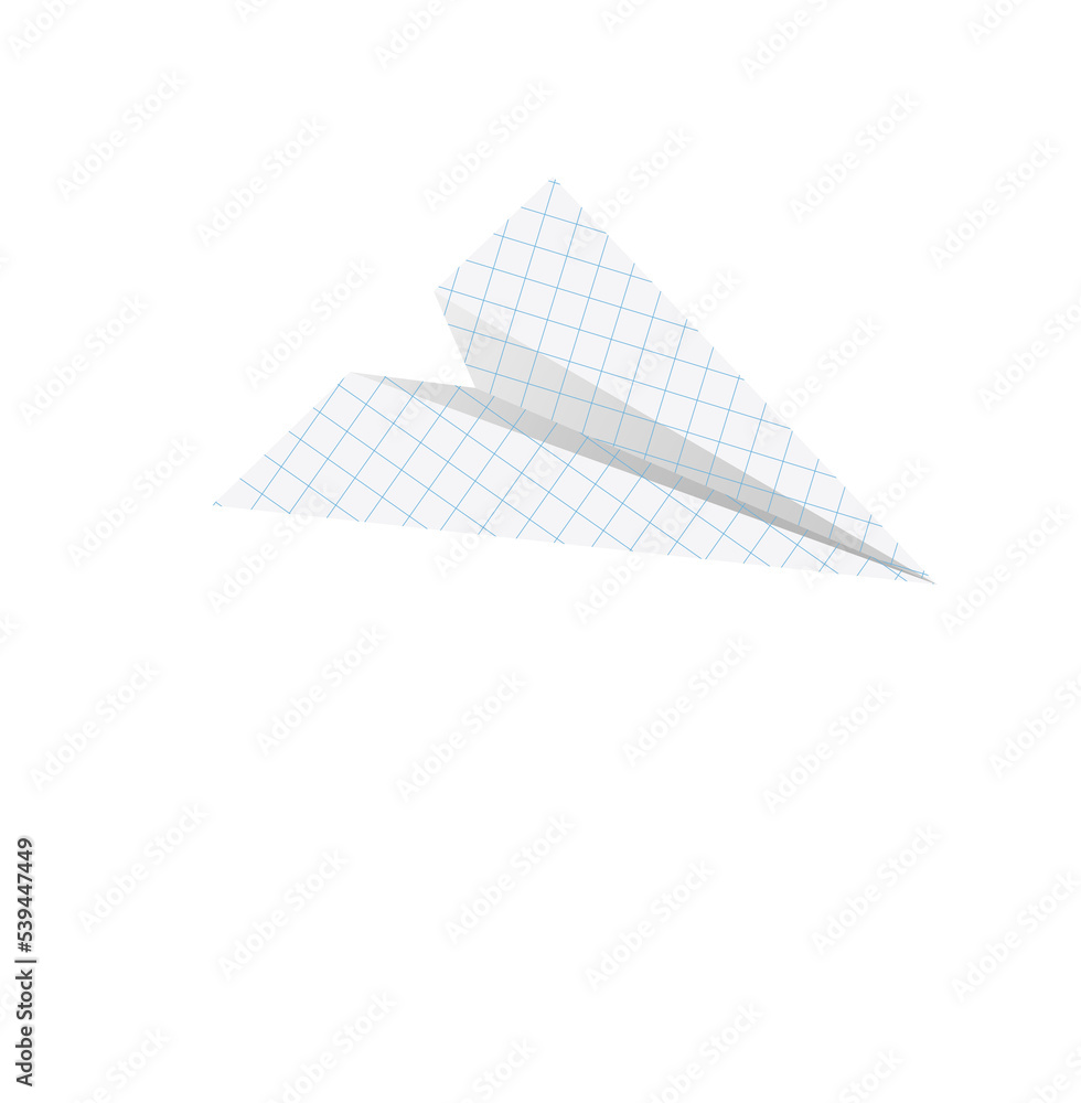 由方格纸制成的飞行纸飞机。3D。