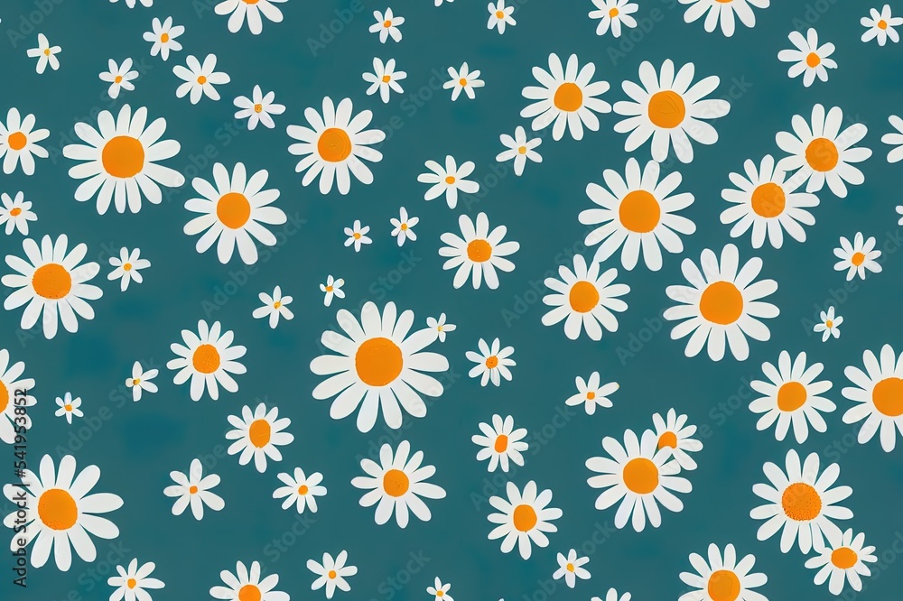 雏菊和洋甘菊的可爱图案。小花无缝印花。夏季纺织品系列