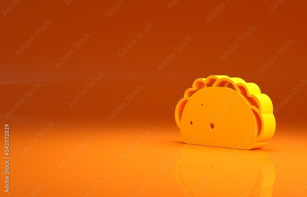 黄色墨西哥玉米饼，橙色背景上有玉米饼图标。传统墨西哥快餐菜单。Mi