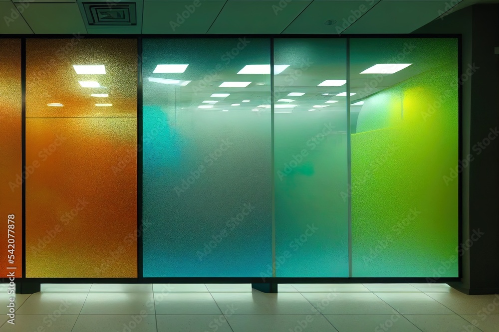 玻璃图形的抽象设计。办公室、火车站、超市、街道的玻璃图形设计