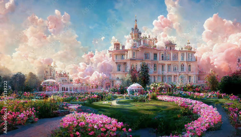 维多利亚风格的皇家宫殿，看起来像童话故事中的宫殿。壮观的梦幻奢华