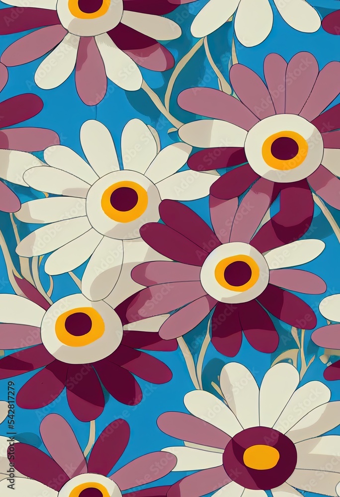 Daisy Yin Yang Funky Flower Repeat无缝图案手机壳规划壁纸