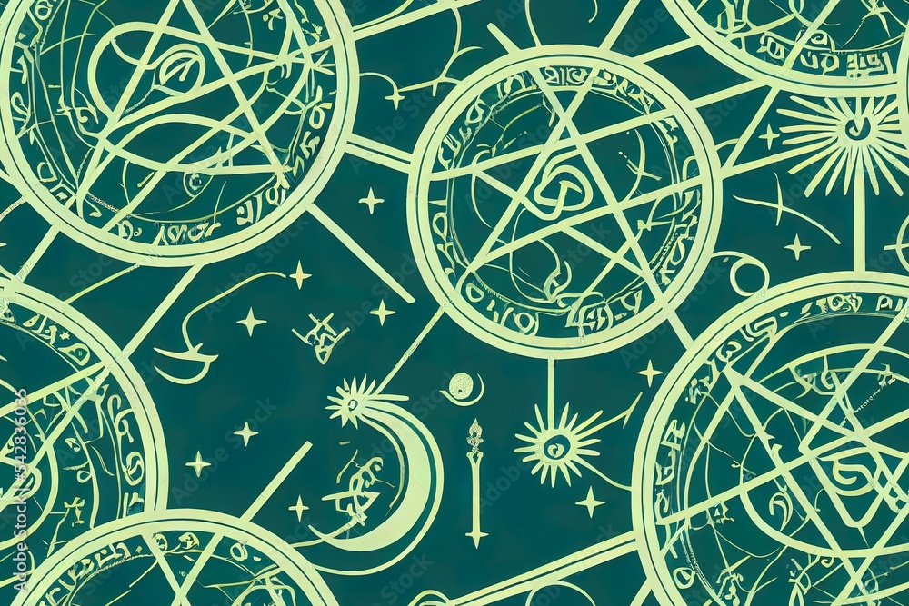 2d插图，炼金术，魔法占星术，灵性和神秘主义，印在t恤上