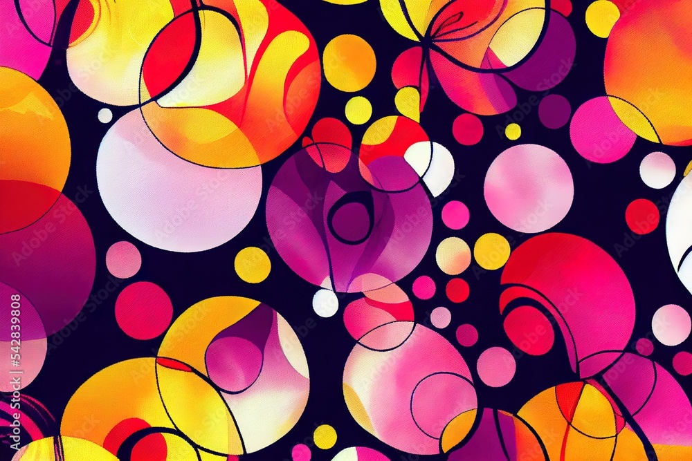 抽象的花朵漩涡动机圆点明亮的颜色织物印花设计