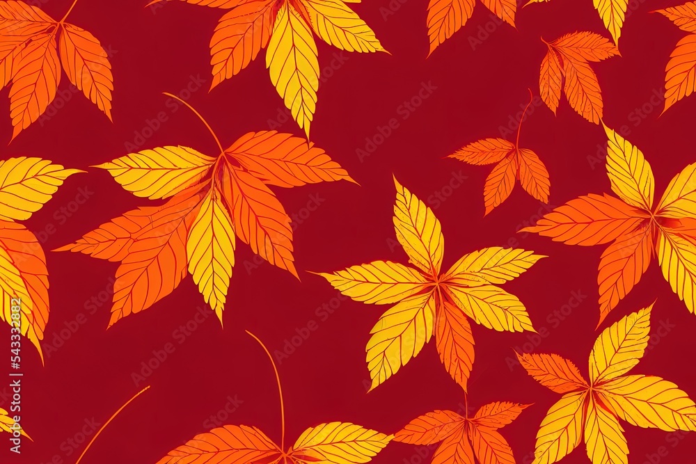 秋季树叶无缝图案。2d插图
