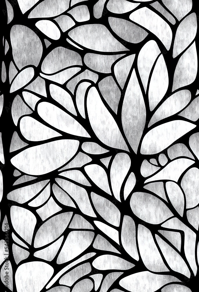 灰色和白色叶子的无缝抽象花卉背景