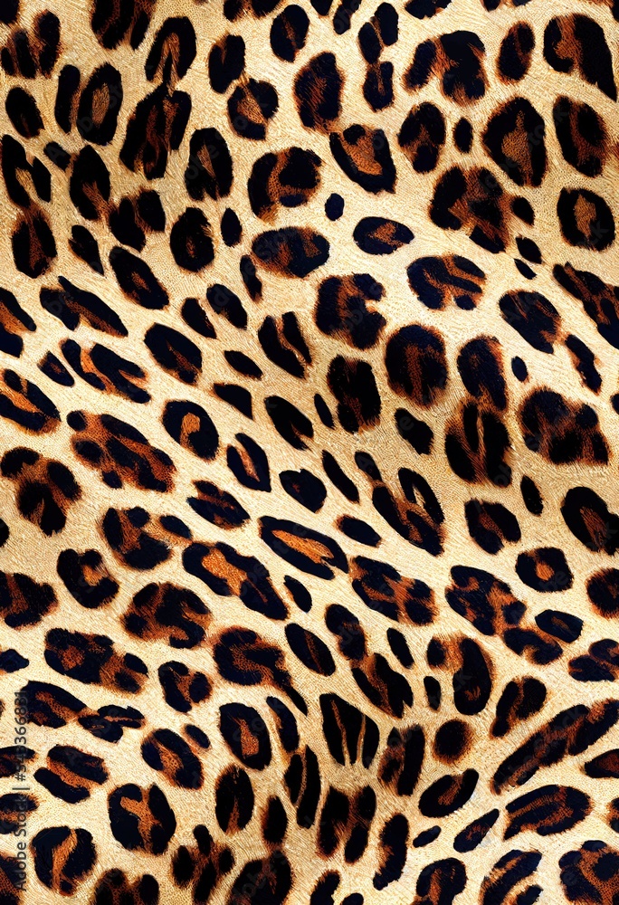 无缝无尽手绘水彩动物皮逼真豹纹图案