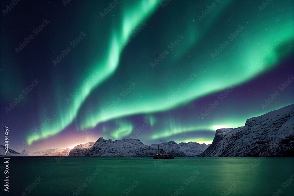 挪威哈姆诺伊上空的北极光