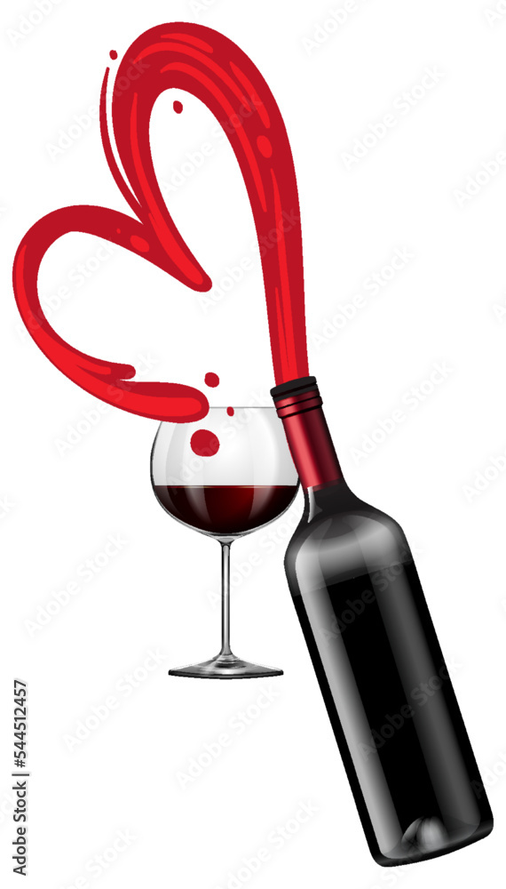 红葡萄酒瓶和玻璃杯