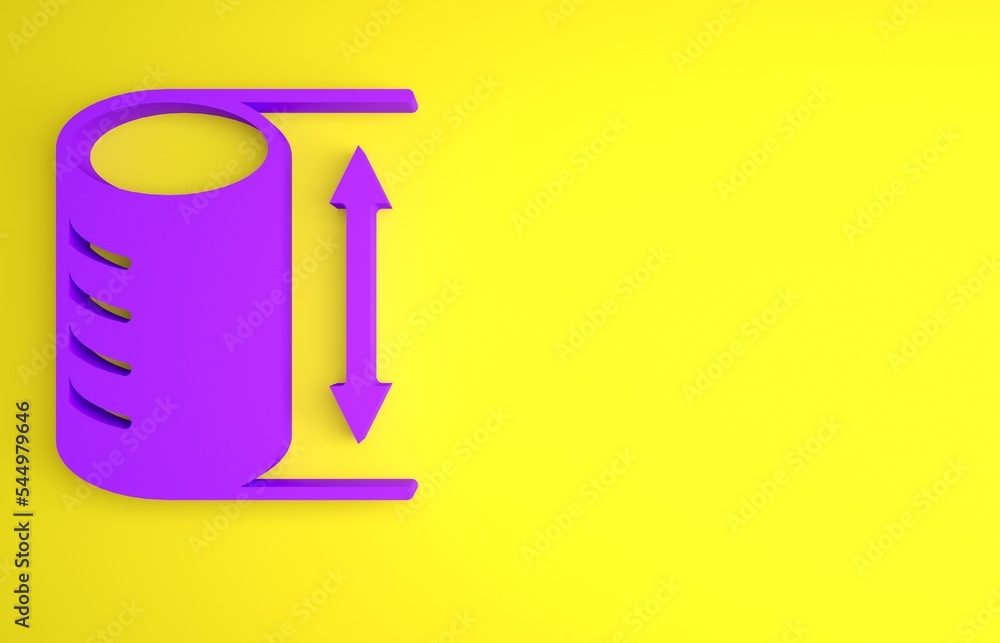 黄色背景上孤立的紫色高度几何图形图标。抽象形状。几何ornam