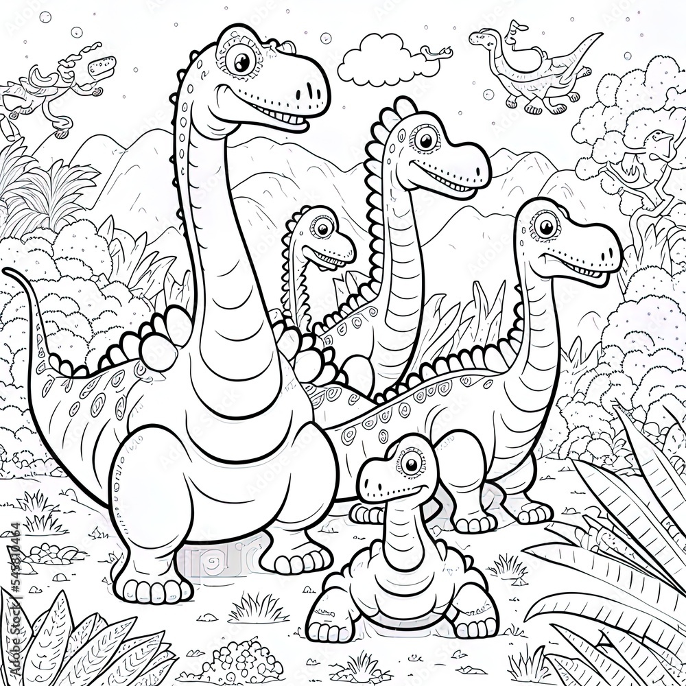 卡通史前恐龙，彩色书，图像