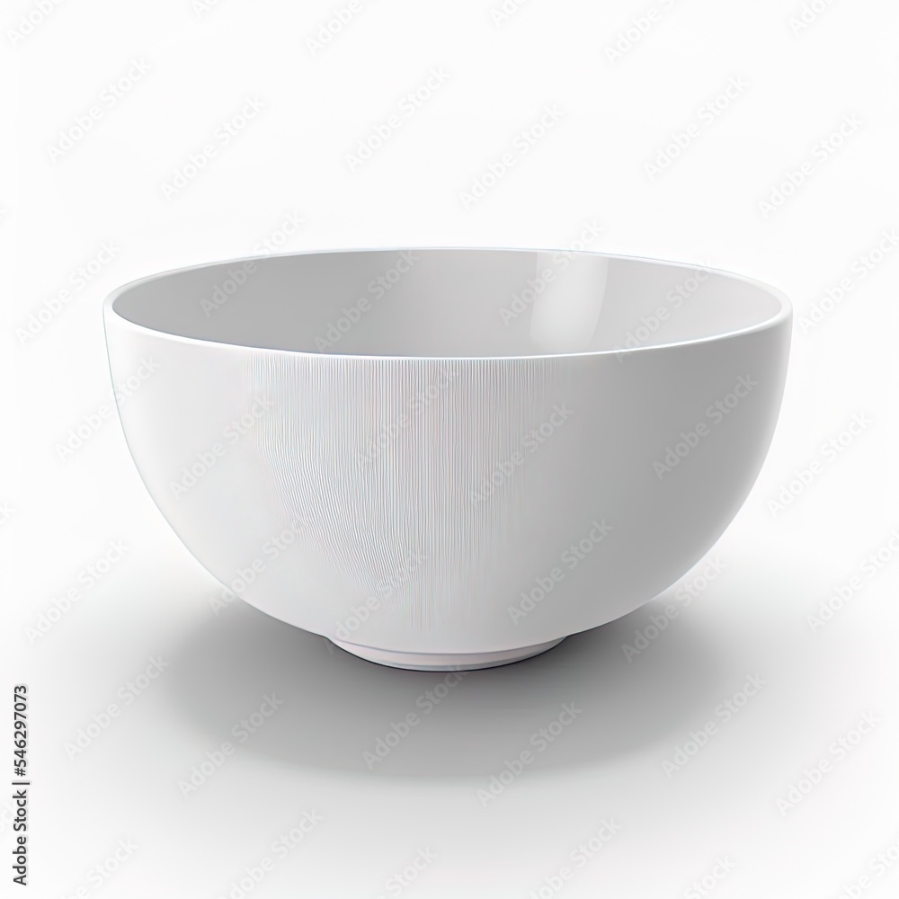 孤立的白色背景上的空白陶瓷碗模型模板，三维渲染图。