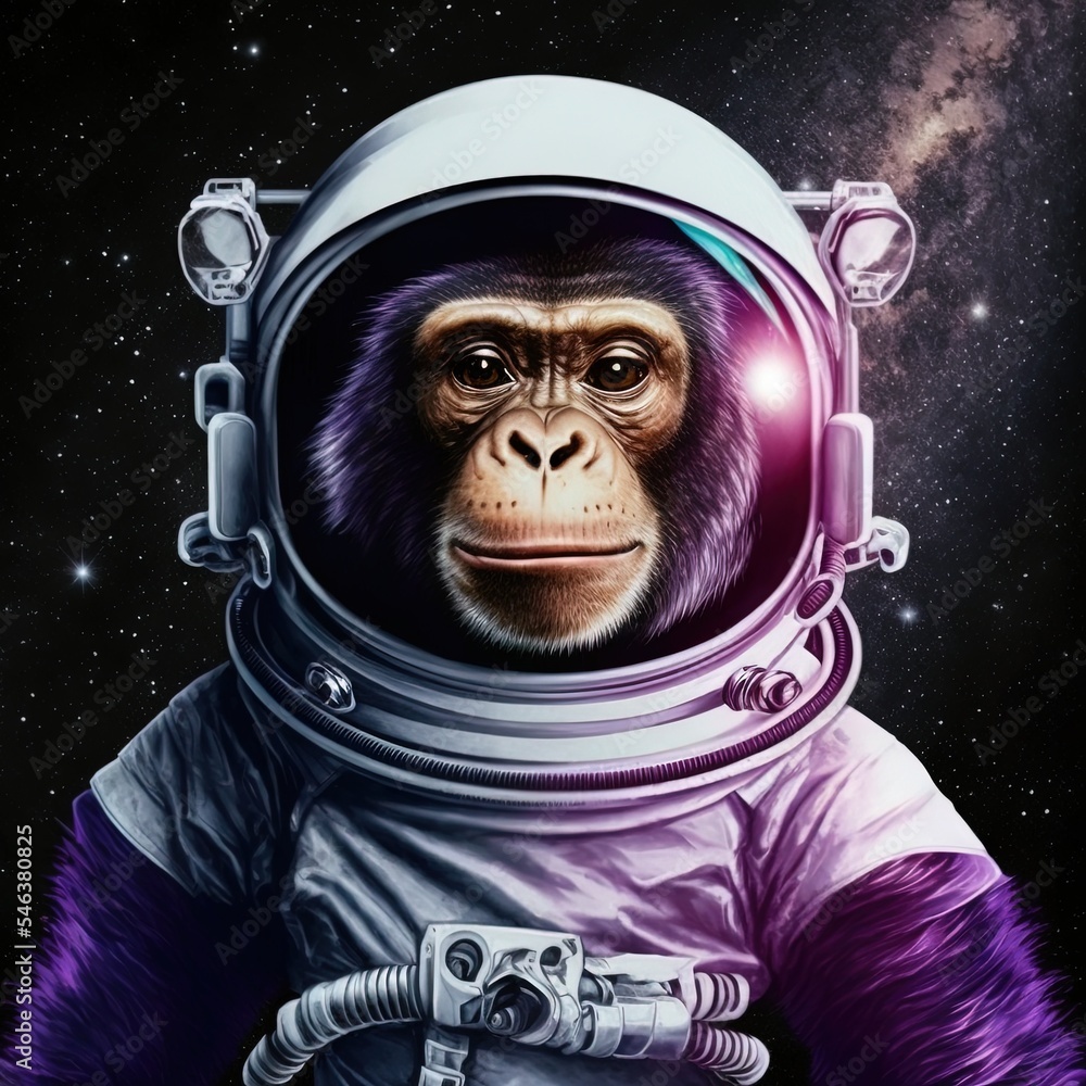 太空中的太空猴子高质量插图