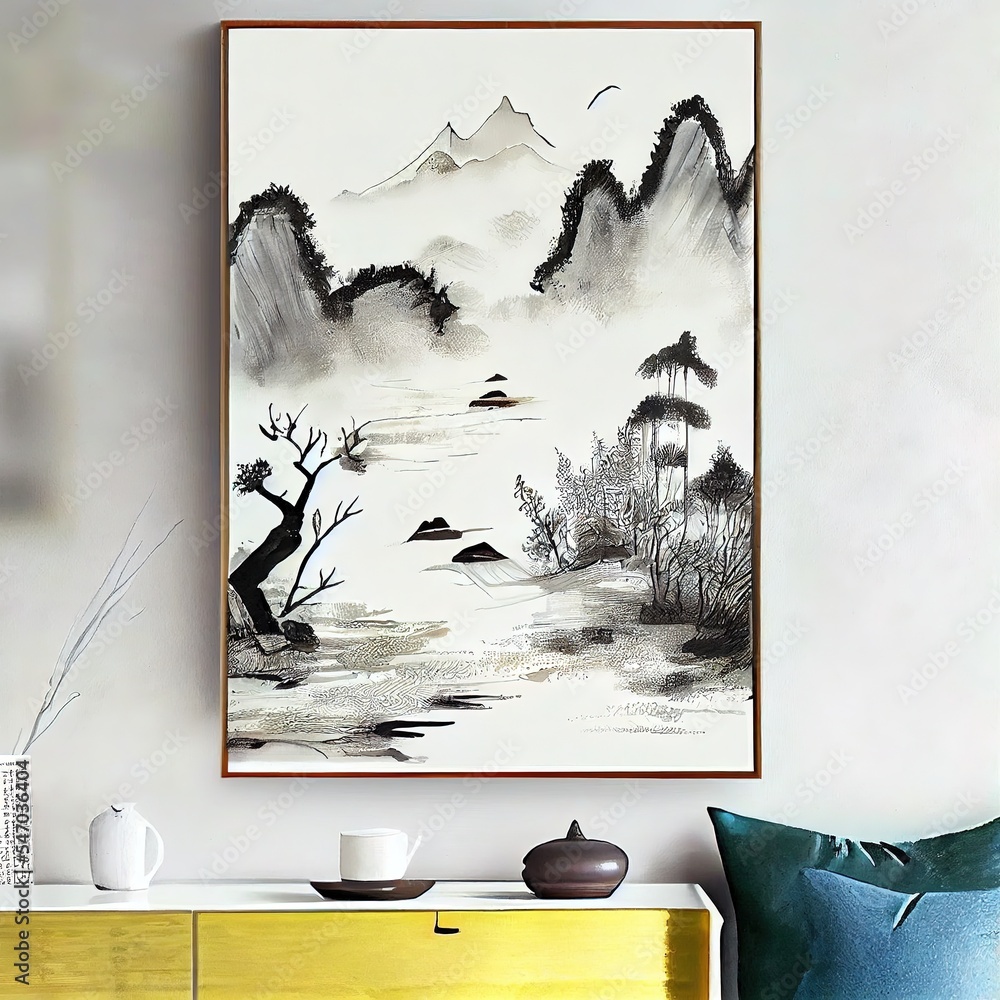 Hand painted new Chinese abstract ink landscape decorative painting