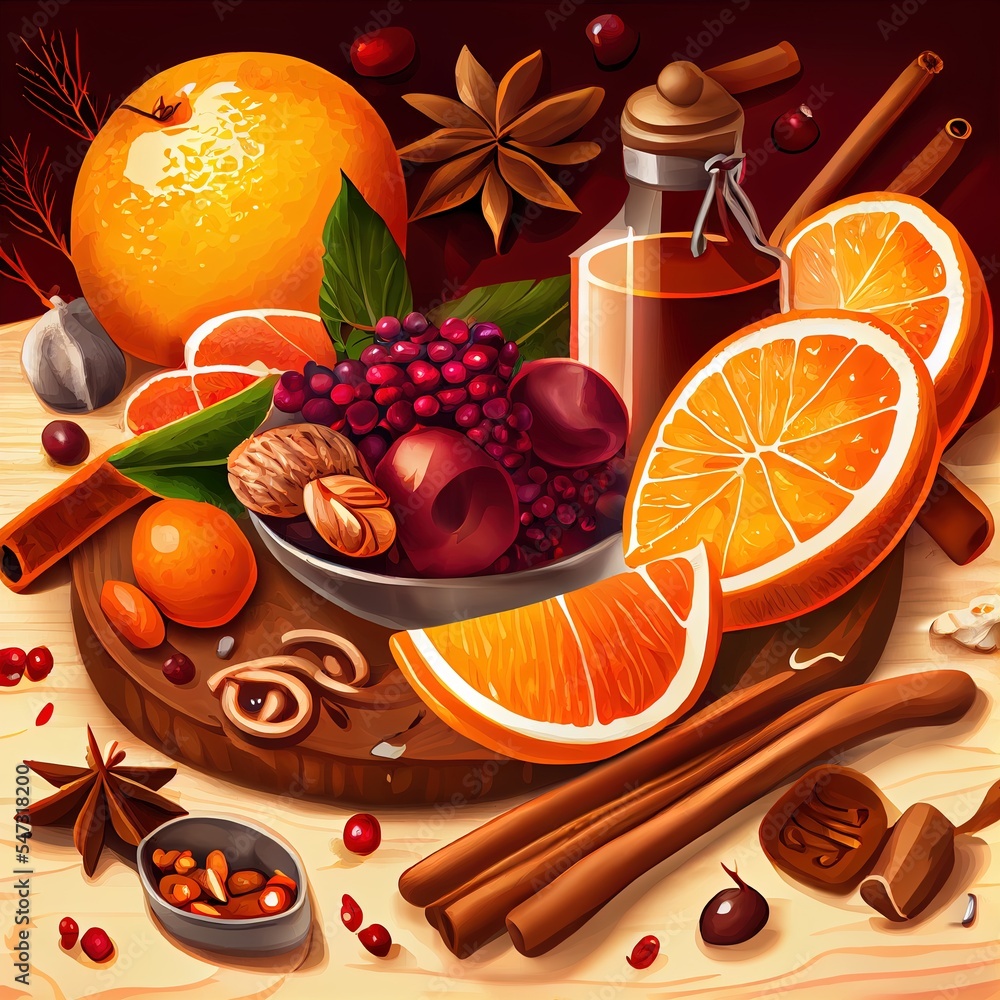 秋冬食材与橙子、蔓越莓、坚果和香料一起保持活力