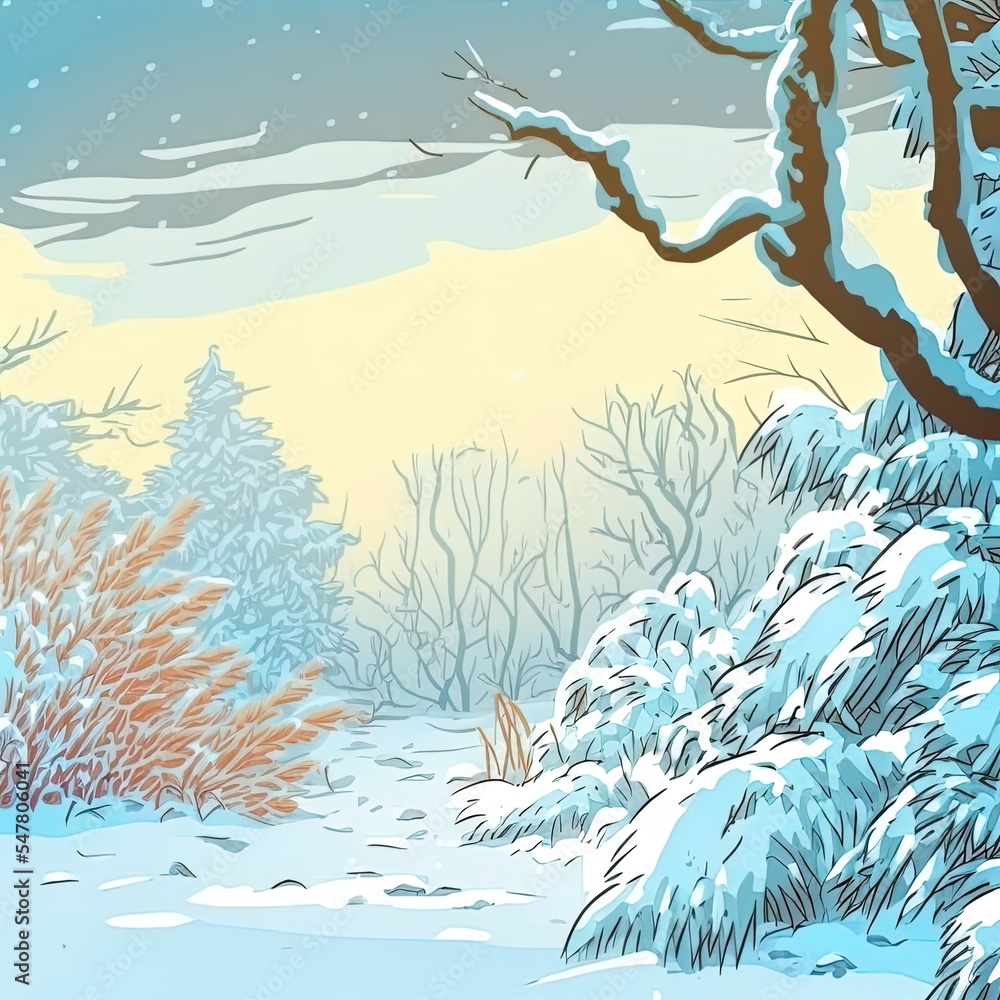 冬季景观。雪中的树枝和灌木。冬季自然背景。德西图片