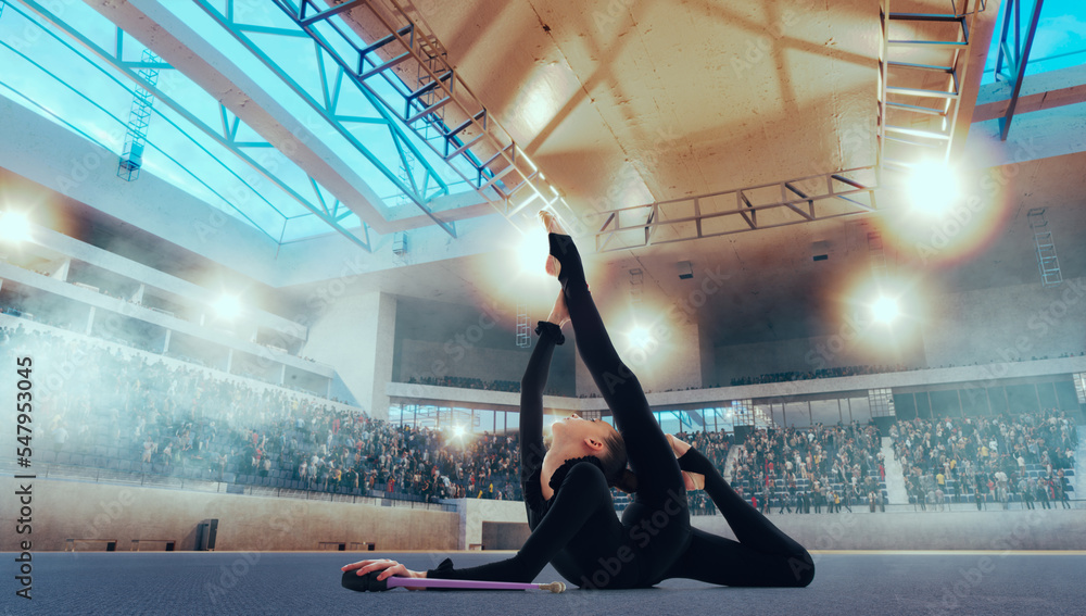 Rhythmic gymnast in professional arena