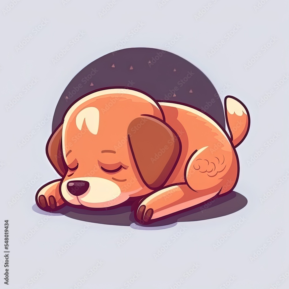 可爱的狗睡觉卡通2d图解图标插图。动物自然图标概念隔离prem