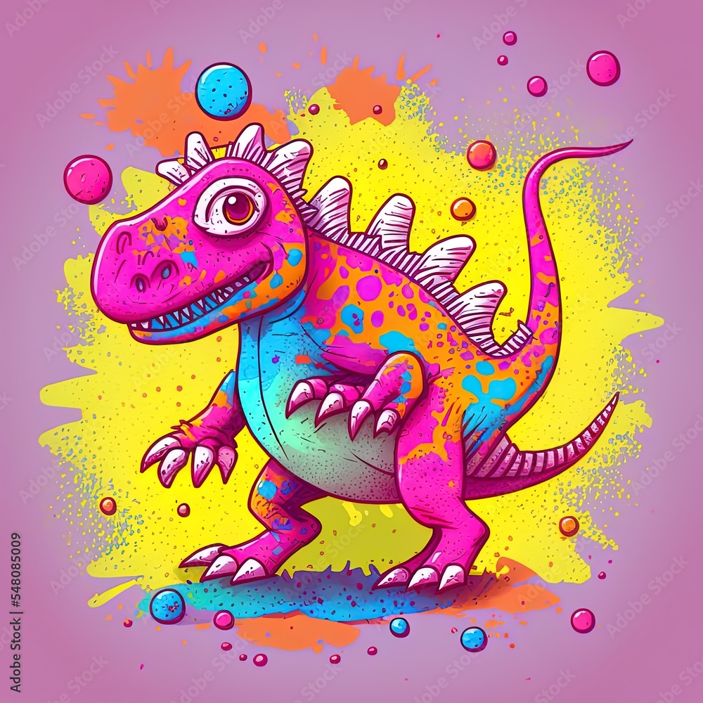 恐龙涂鸦彩色2d插图