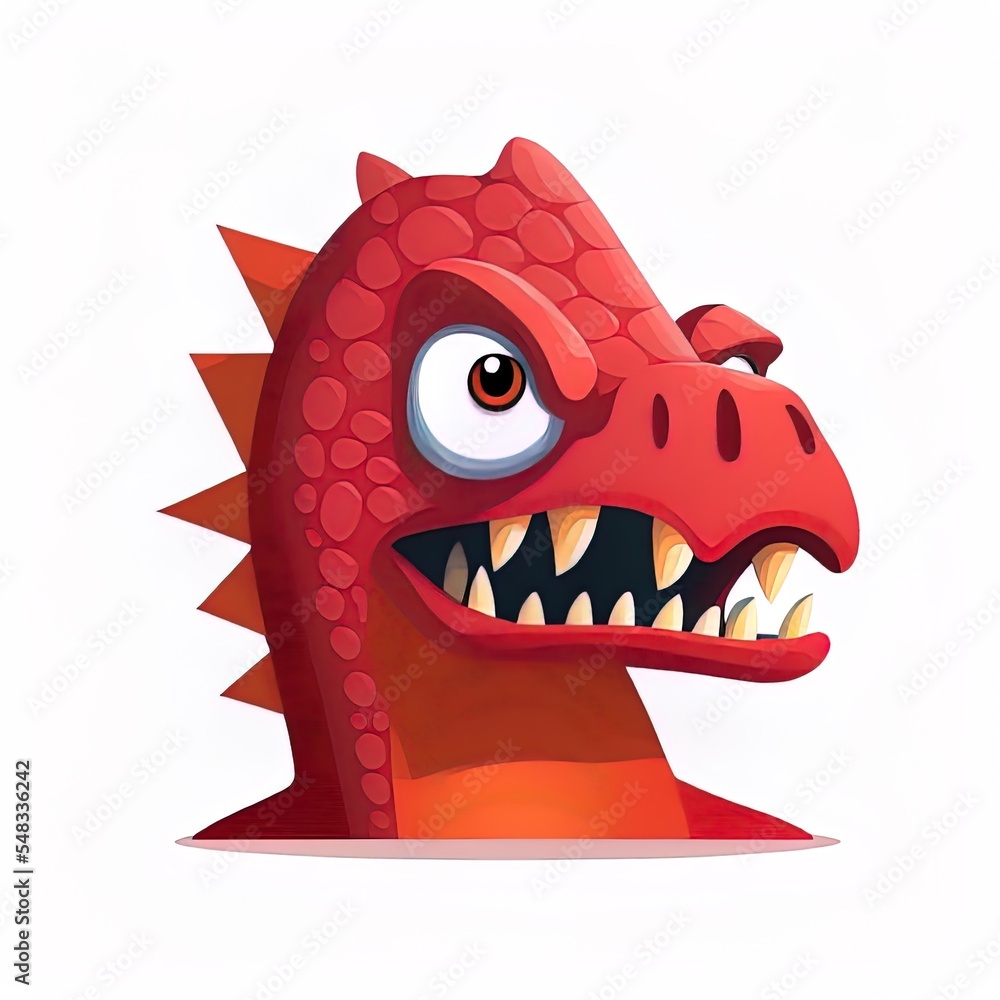 可爱愤怒的红色恐龙卡通2d图解图标插图。动物自然图标概念隔离
