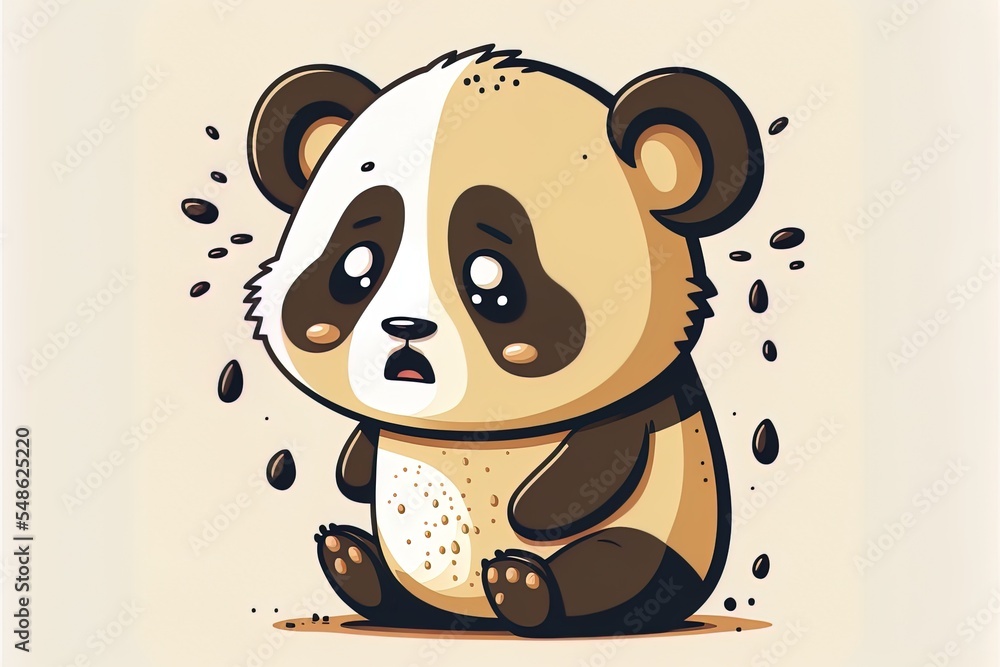 可爱的熊猫惊喜卡通2D图解图标插图。动物自然图标概念隔离P