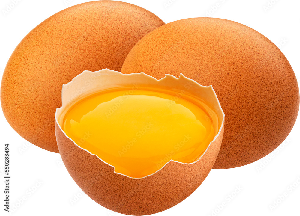 分离的褐鸡蛋