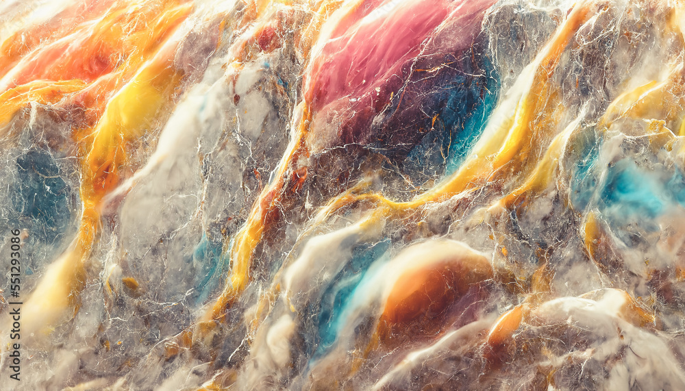 绚丽鲜艳的大理石奢华抽象背景，波浪状纹理，流体-液体-固体状图案