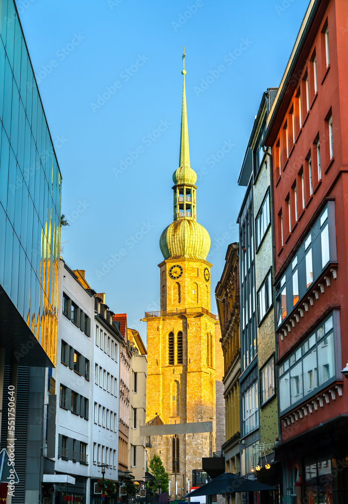 Tower of the historic Reinoldkirche church in Dortmund - North Rhine-Westphalia, Germany