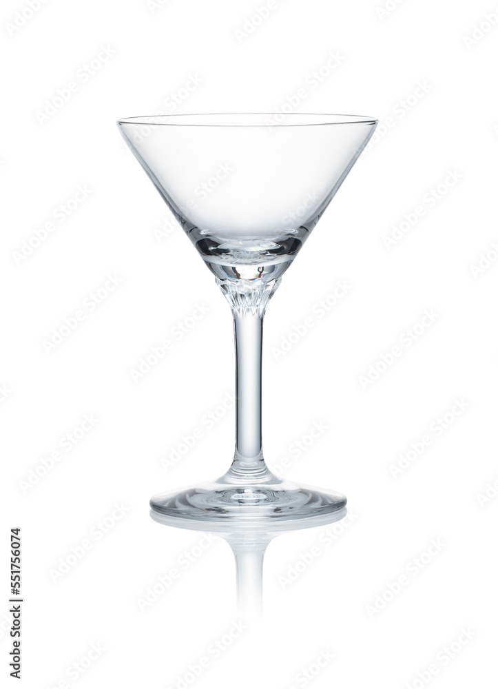 Cocktail glasses placed on white background