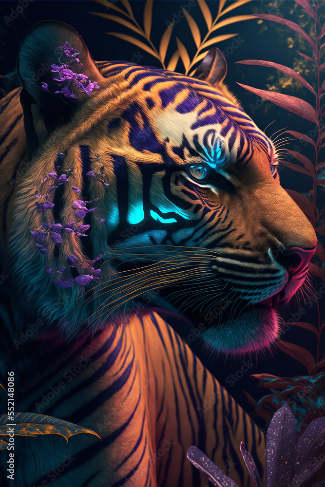 Tiger in jungle. Generative Ai